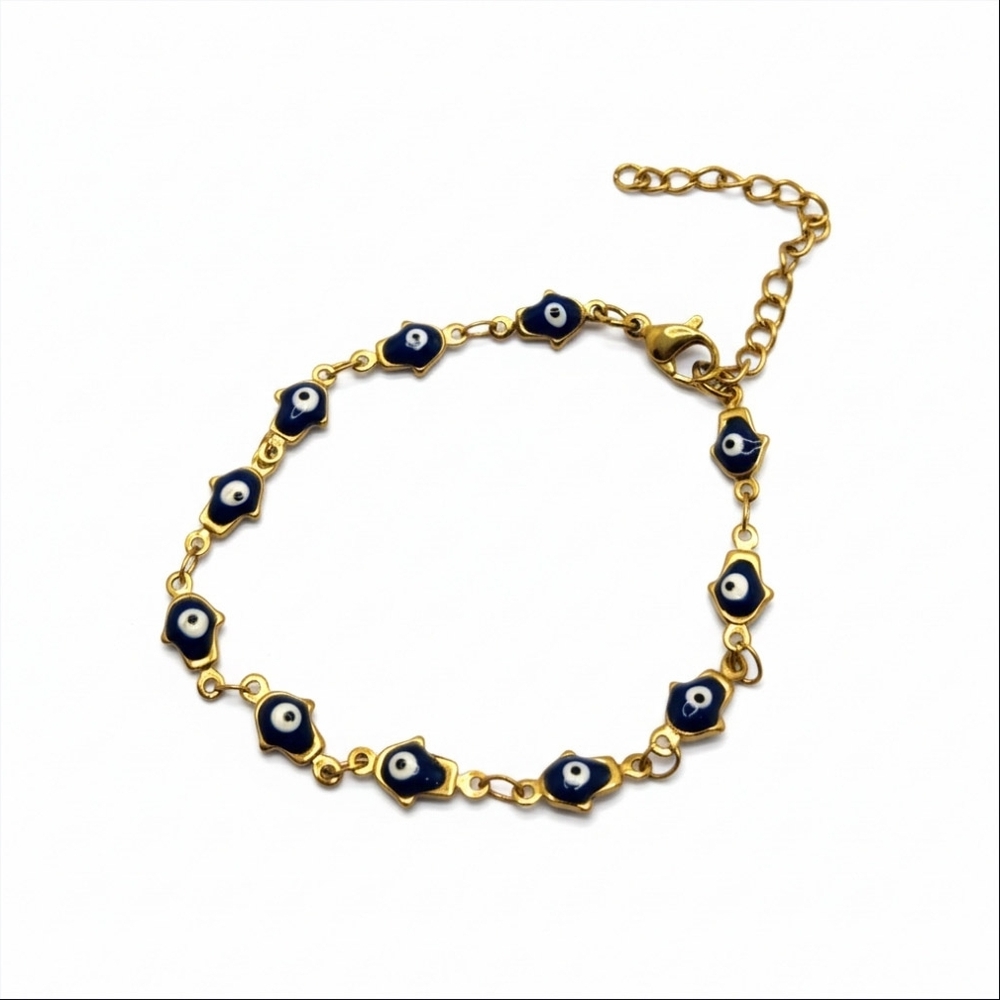 Gold and Blue Evil Eye Bracelet